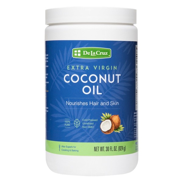 De La Cruz Extra Virgin Coconut Oil for Hair and Skin 30 FL OZ   Best By 11/2024