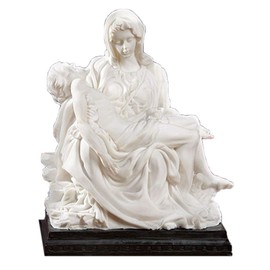 Mother Madonna with Jesus Christ After Crucifixion - Michelangelo's Pieta 8" White Resin Statue Figurin