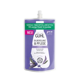Guhl Silberglanz & Pflege Refill Bag 500 ml – Shampoo – Anti-Yellow Tint – Hair Type: Grey, Blonde, Blonde – Sufficient for Refilling 2 Guhl Bottles
