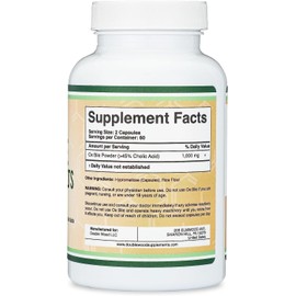 Ox Bile Supplement for No Gallbladder (1,000mg Per Serving, 500mg per Capsule, 120 Capsules) Standardized to 45% Cholic Acid Bile Salts to Help Address Bile Salt Deficiencies by Double Wood