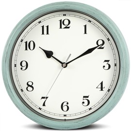 Nbdeal Wall Clock, Radio Clock, Continuous Second Hand, Silent, Diameter 11.0 inches (28 cm), Analog, Aerial Retro, Green