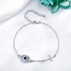 DAYLINLOVE Evil Eye Bracelet 925 Sterling Silver Cross Bracelet Blue