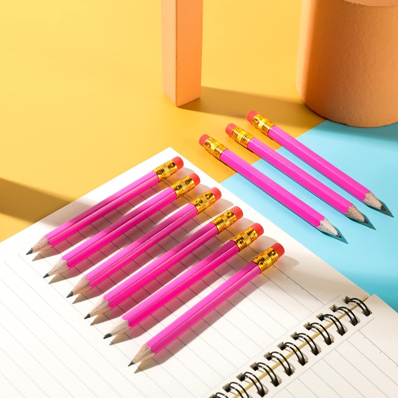 Zonon 24 Pcs Rose Red Golf Pencils with Erasers Mini
