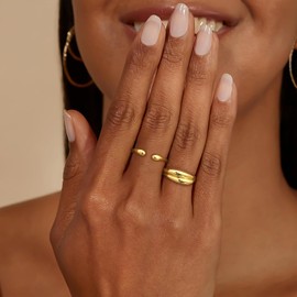 Moodear Stackable Gold Chunky Rings for Women Non Tarnish Rings Dainty 14K Gold Plated Stacking Rings Thumb Ring Set Trendy Jewelry Gift for Women Size 7