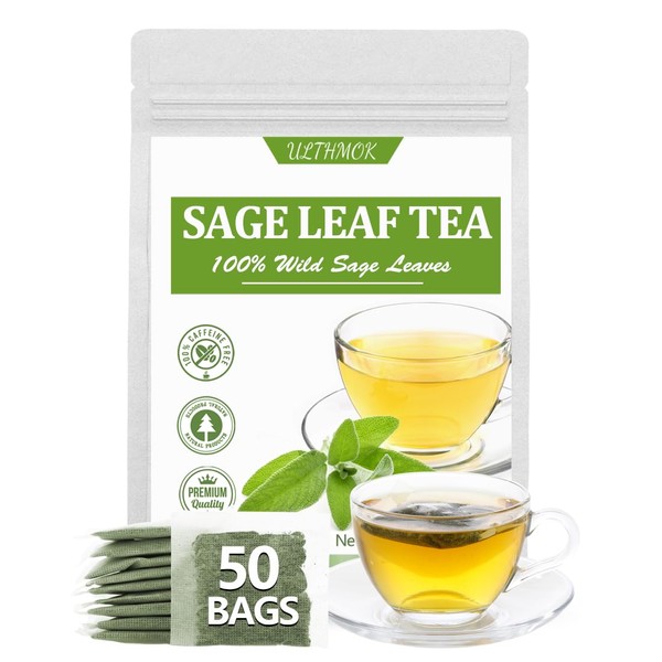 Premium 50 Sage Tea Bags, Made with 100% Natural Sage