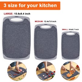 KIMIUP Kitchen Cutting Board (Set of 3),Professional Chopping Boards Sets,Dishwasher Safe Cutting Boards With Juice Grooves & Carrying Handle & No BPA