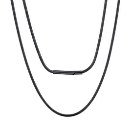 Dog Tag Chains for Men Black Snake Chain for Pendant Charm 24 inch Chain Stainless Snake Chain Necklace