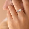 LUXEJEW Silver Rings for Women, Silver Bow Heart Rings for