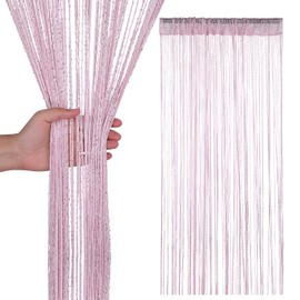 Trimming Shop Glitter Curtains Fly Screen Room Divider with Fringe Spaghetti Tassel Curtain for Door Window Door Home Decor Event Decoration 200cm x 90cm Pink