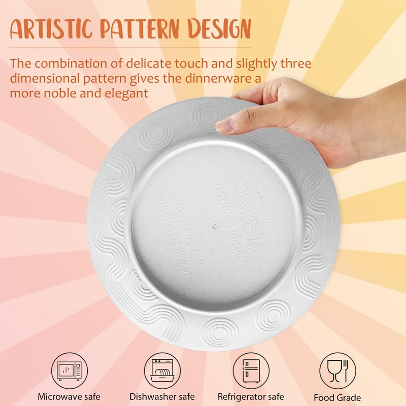 Perlapoc 40 PCS Wheat Straw Dinnerware Sets, Service for 8