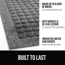 Gorilla Grip Gorilla Grip Ultra Absorbent Moisture Guard Doormat, Absorbs Up to 6 Cups of Water, Stain and Fade Resistant, Spiked Rubber Backing, All Weather Mats Capture Dirt, Indoor Outdoor, 47x35, Grey