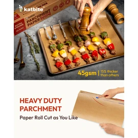 Unbleached Parchment Paper Roll for Baking 12in x 262ft, 260 Sq.Ft, Heavy Duty & Non-stick Baking Paper with Slide Cutter, Brown Parchment Paper for Cooking, Air Fryer, Steaming, Bread