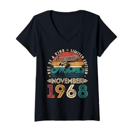 Womens Awesome Since November 1968 57 Years Old 57th Birthday Men V-Neck T-Shirt