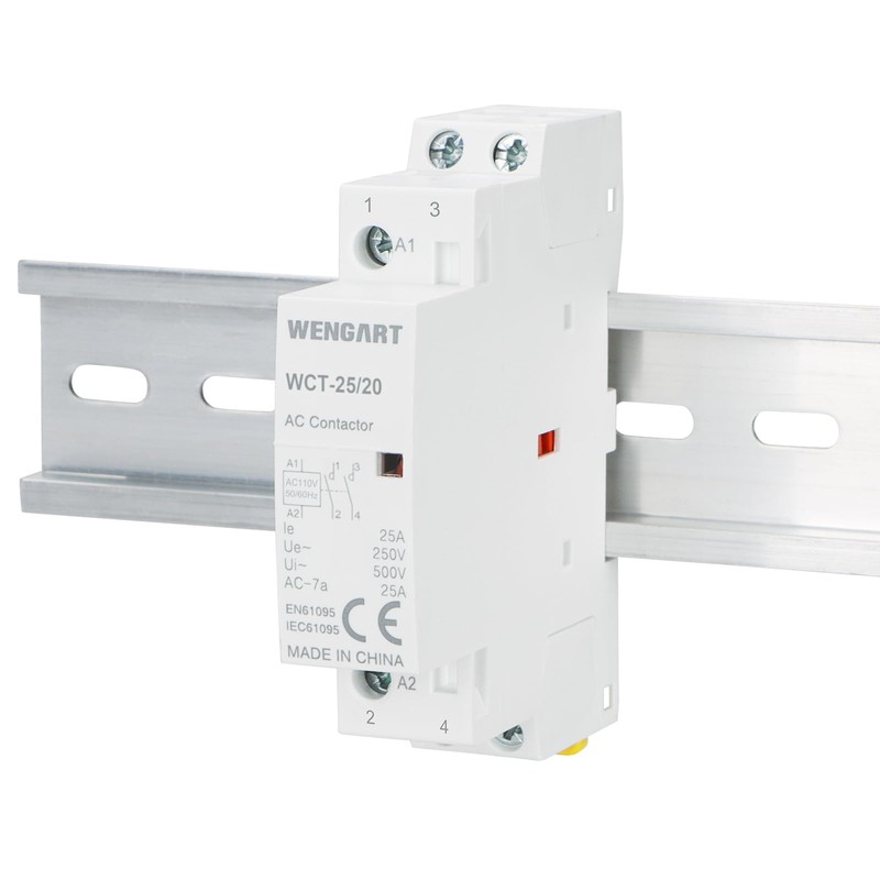 Wengart 25A AC Contactor 2-Pole 2NO, AC 120V Coil Modular