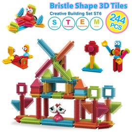 Contixo STEM Building Toys - ST7 244 pcs Bristle Shape 3D Tiles Set Construction Learning Stacking Educational Block, Creativity Beyond Imagination, Inspirational, Recreational Toy for Kids Ages 3-8