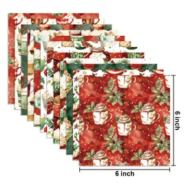 sorkwo 24 Sheets Christmas Creamy Pattern Paper, 6" x 6" Christmas Scrapbooking Supplies Paper Decorative Craft Paper for DIY Card Making Photo Album Junk Journal Décor