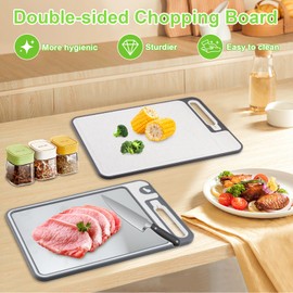 Aischens Chopping Board,Double Sided Cutting Board Made of Titanium and Straw PP - Food Grade Non-Slip Surface, Dishwasher Safe Meat/Vegetable Chopping Board