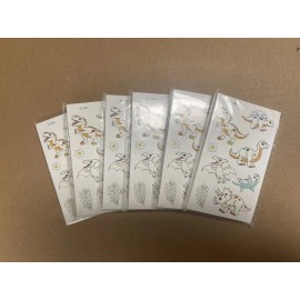 Does Not Apply 6 Packs-1 Pack/20 sheets 160 Pcs Glitter Cartoon Dinosaur Tattoos