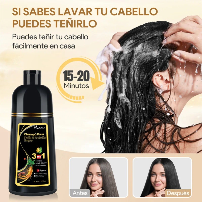 Shampoo Tinte Rapido Natural Cubre Canas Hombre Mujer 2pcs