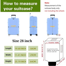 JeeVoya Luggage Cover Clear PVC Suitcase Cover Thick Transparent Waterproof Suitcase Protector for 20"/24"/28"/30" inch