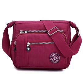 YYW Womens Multi Pocket Casual Cross Body Bag Travel Bag Messenger Handbag for Shopping Hiking Daily Use (Red)