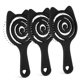 WOONEKY Gentle Curly Hair Detangler Brush Kitten Ear Design Pcs Vented Hair Brush Set for Women Girls Wet Dry Use