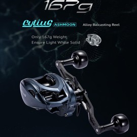 ASHMOON Saltwater Baitcasting Reel 12+1BB Alloy Fishing Reel, 14lb Drag Power, 6.3 Gear Ratio, Right Metal Handle for Bass/Sea/Freshwater