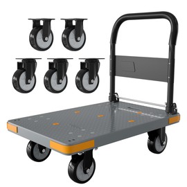 WUD Push Cart, Folding Mobile Platform Trolley,Thickened and Reinforced, 360° Swivel Wheels,28.3 “L x 18.9 ”W, 440 lb. Grey