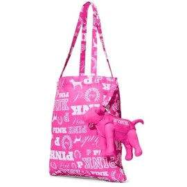 Victoria's Secret NWT Victorias Secret PINK Packable Dog Tote Bag Shopper Beach Logo Travel Carry