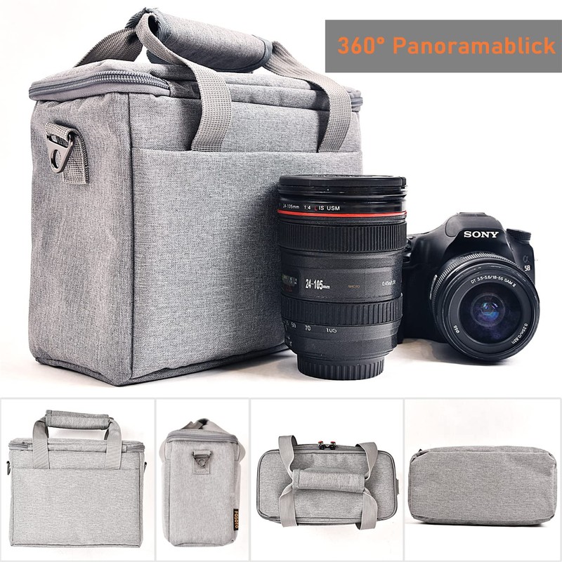 FOSOTO Waterproof SLR Camera Shoulder Bag, gray, shoulder bag
