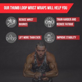 Lift Tech Fitness COMP 18'' Wrist Wraps - Wrist Wraps for Weightlifting Men and Women Suitable - Thumb Loop Wrist Straps for Powerlifting, Strength Training, Lifting - Pair of 2, Skin