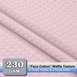 OVZME Stall Fabric Shower Curtain Set - 36x72, Waffle Weave 230GSM Heavy Duty Small Stall Shower Curtains for Narrow Stall Size, Machine Washable Bath Curtain with 12 Plastic Hooks, 36x72, Blush Pink