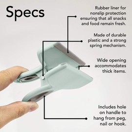 COOK WITH COLOR Bag Clips- 4 Large Heavy Duty Chip Clips for Food Storage with Air Tight Seal Grip for Snack Bags and Food Bags, Jumbo Food Clips (Mint & Grey)