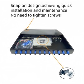 TXWTXPJ-12-Port SC UPC Singlemode Fiber Patch Panel, 12-Core Rack Mount Enclosure with Splice Trays & Couplers & Pigtails, Compatible with 19" Network Cabinets