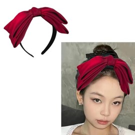 Big Red Satin Bow Headband for Women Bowknot Headbands Bows Head Band Red Bowknot Headpieces Bows Hairband Christmas Party Costumes Cosplay Headbands Bow Hair Accessories