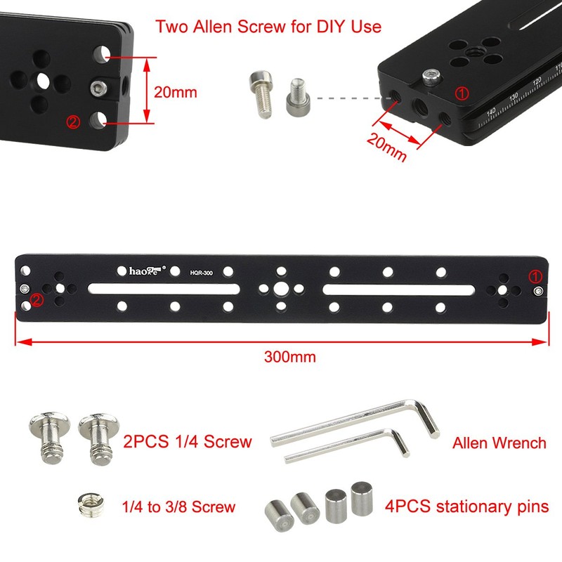Haoge HQR-300 300mm Multipurpose Quick Release Plate Extension Slide Rail