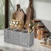 Ayiaren Gray Wicker Cutlery Silverware Holder Utensil Organizer Holder for