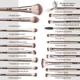 MAANGE-Brochas de Maquillaje 20 Piezas Set de Brochas para Maquillaje Profesionales Brochas Faciales Maquillaje(Champán)