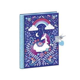 Janod - Unicorn Secret Notebook 128 Pages - Heart Lock and 2 Keys - Diary for Girls - 128 Lined Pages - A5 Format - Unicorn Stationery Gift - From 6 Years - J08936