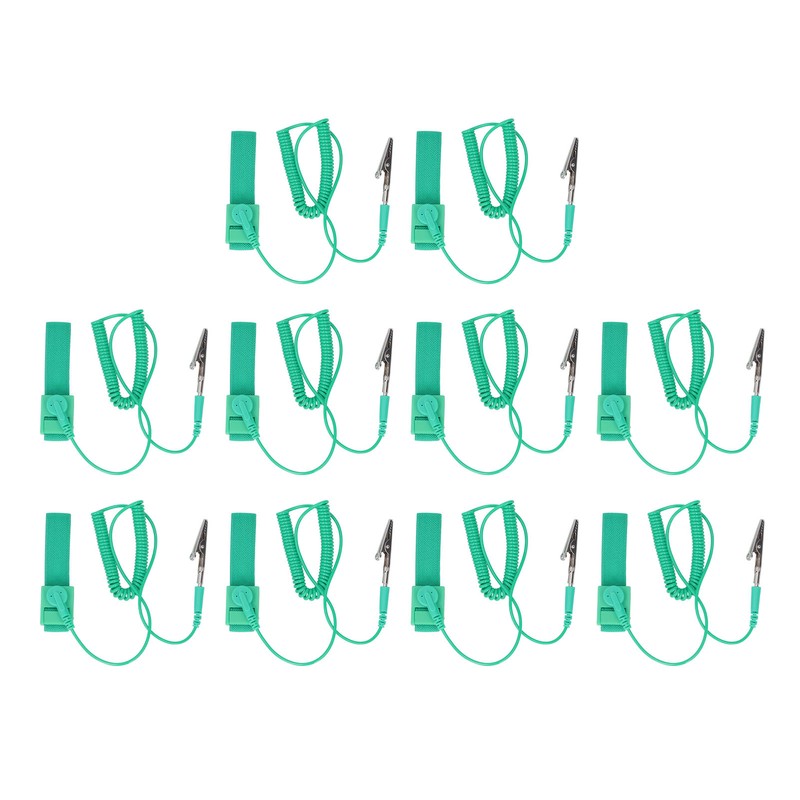 10Pcs Anti Static Wrist Strap PU Adjustable 1MΩ Resistor Long
