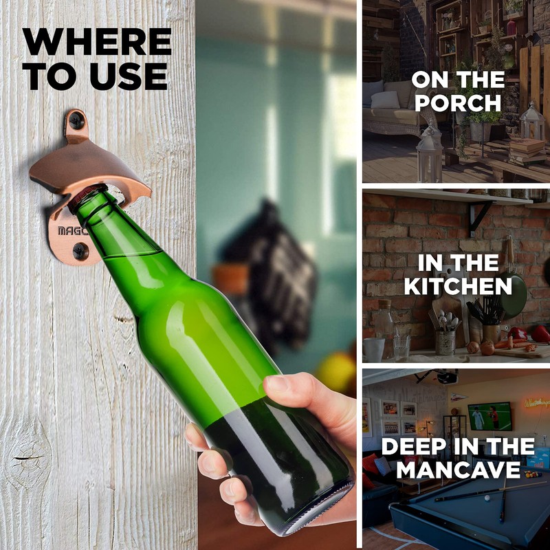 MAGCAP - Abrebotellas para exteriores montado en la pared, estilo