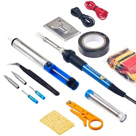 Soldering Iron Kit, 60W Adjustable Temperature 15-in-1, Solder Wire, 2 pcs Tips, Stand, Desoldering Pump, Sponge, Portable Fast Heating Welding Tool for Electronics Repair Hobby DIY 120V from Plusivo