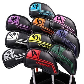 Golf Iron Cover, Leather, Embroidered, Waterproof, Choose from #3 to 9, AW PW, SW LW, 10 Pieces, 12 Pieces, Set with Count, Stylish, Popular (Various Colors)