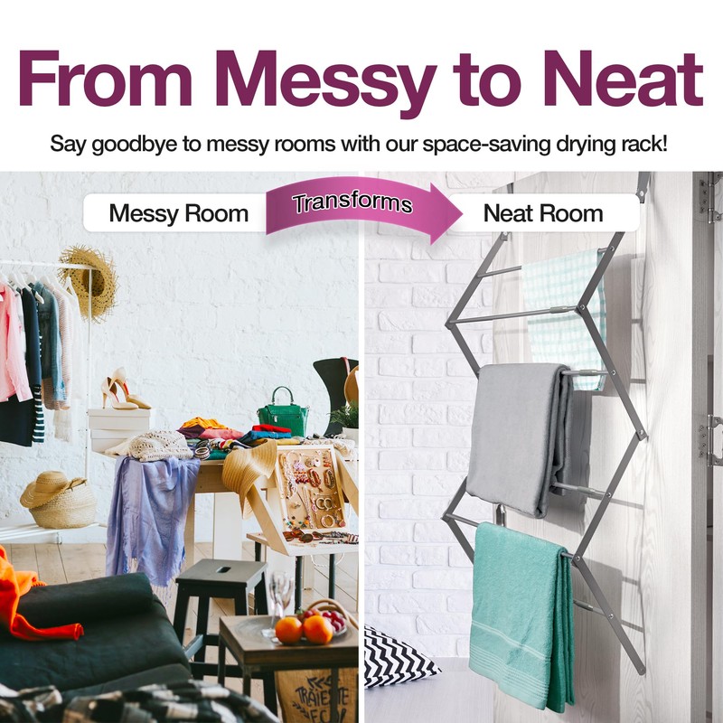 BLACK+DECKER Over The Door Expandable Telescopic Drying Rack, Clothes Organizer,