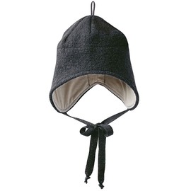 Ecoable Kids' Winter Hat: Beanie with Ear Flaps and Chin Strap, Organic Merino Wool and Cotton (Size 2, Charcoal Grey)