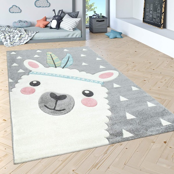 Paco Home Children’s Carpet Children’s Room Modern Pastel Colours, Cute Designs, 3D Effect, grey, 80x150 cm