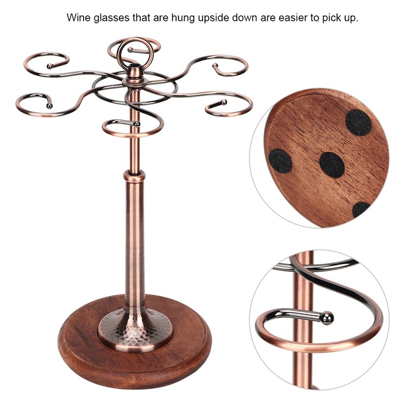 Desktop Iron 6 Bottles Wine Cup Rack Glass Holder Display