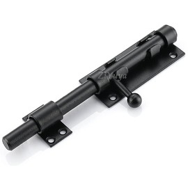 ZiYuya 304 Stainless Steel Slide Gate Latch Bolt Door Lock with Padlock Hole, Heavy Duty Safety Barrel Gate Bolt Latch Double Sided Gate Hardware, 12mm Dia. Black (196MM)