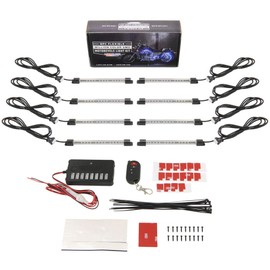 LEDGlow 8pc Million Color Flexible Motorcycle LED Lighting Kit - 15 Solid Colors - 9 Patterns - 6" Multi-Color Tubes - Includes Control Box & Wireless Remote