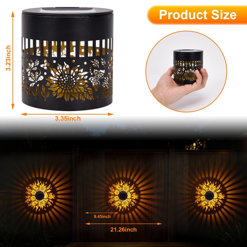 Lumoza 2 PCS Solar Fence Lights Outdoor, Metal Solar Powered